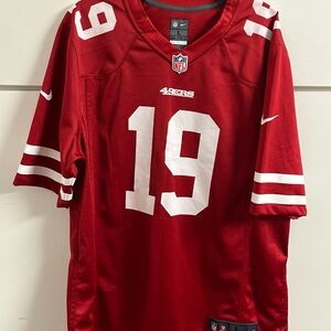 Nike men’s L Red and White #19 Football Jersey